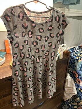Cat & Jack Pink Leopard Print Girls' Grey Dress size 6X